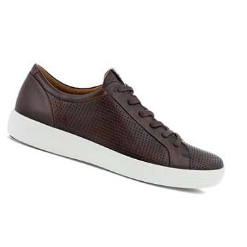 Men's Ecco Soft 7 Laced Sneakers Coffee | USA 632TCE